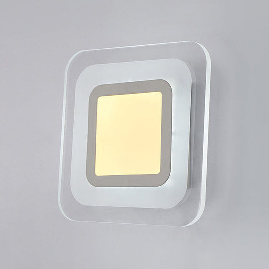 Modern Led Wall Sconce - Triangle/Round/Square Design Warm/White Light Acrylic Simplicity White /