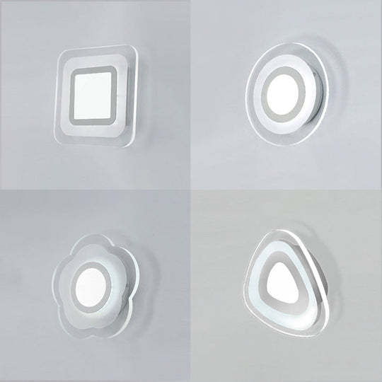 Modern Led Wall Sconce - Triangle/Round/Square Design Warm/White Light Acrylic Simplicity