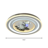 Contemporary Led Metal Ceiling Fixture: White Round/Square Flush Mount Lamp With Crystal Flower Deco