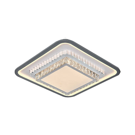 Modern Led Crystal Ceiling Light Fixture - Square/Rectangle Design (Black/White)