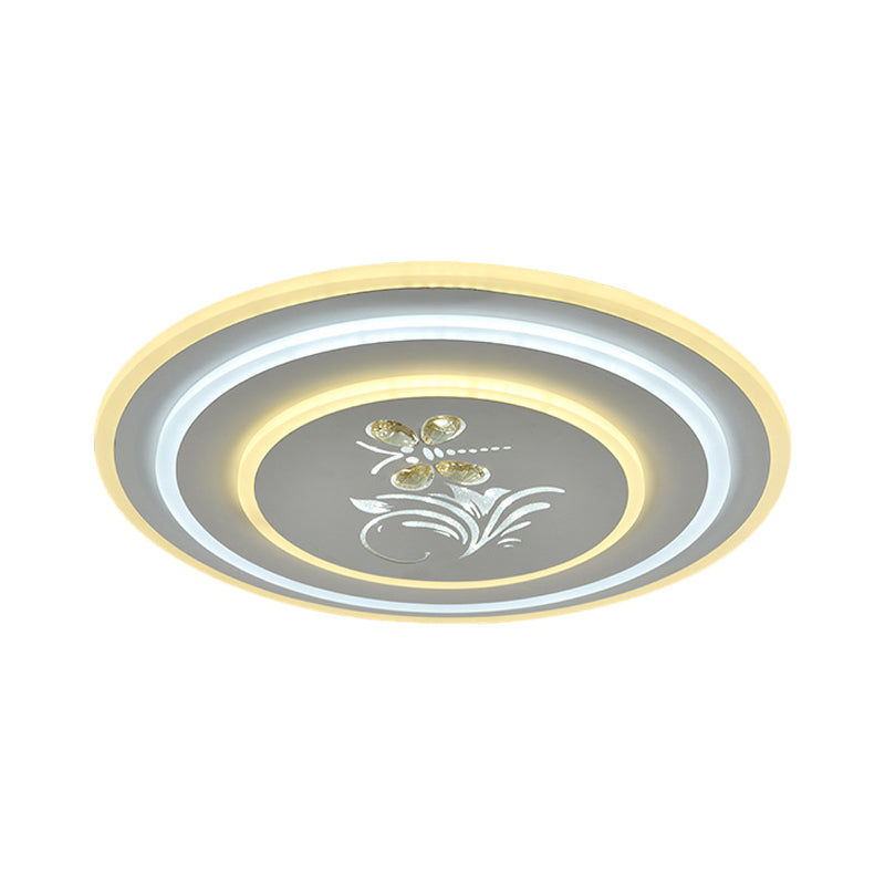 Modern Crystal Led Ceiling Lamp – White Flush Mount For Dining Room