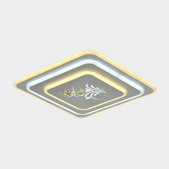 Modern Crystal Led Ceiling Lamp – White Flush Mount For Dining Room