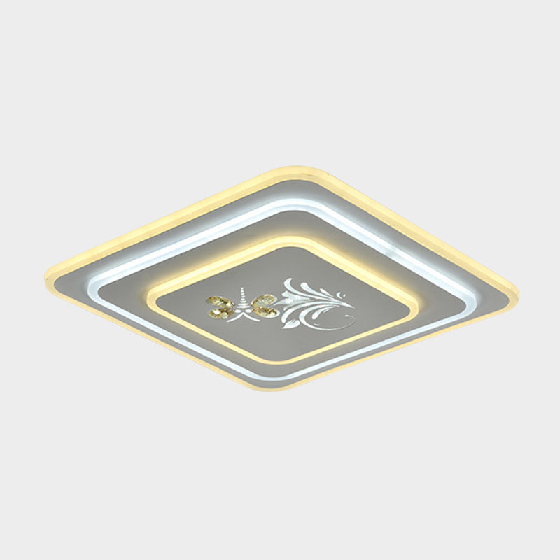 Modern Crystal Led Ceiling Lamp White Flush Mount For Dining Room