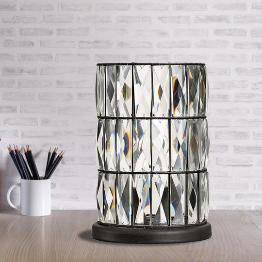Rastaban - Modern Barrel Crystal Night Table Lamp Black | Enhance Your Sleeping