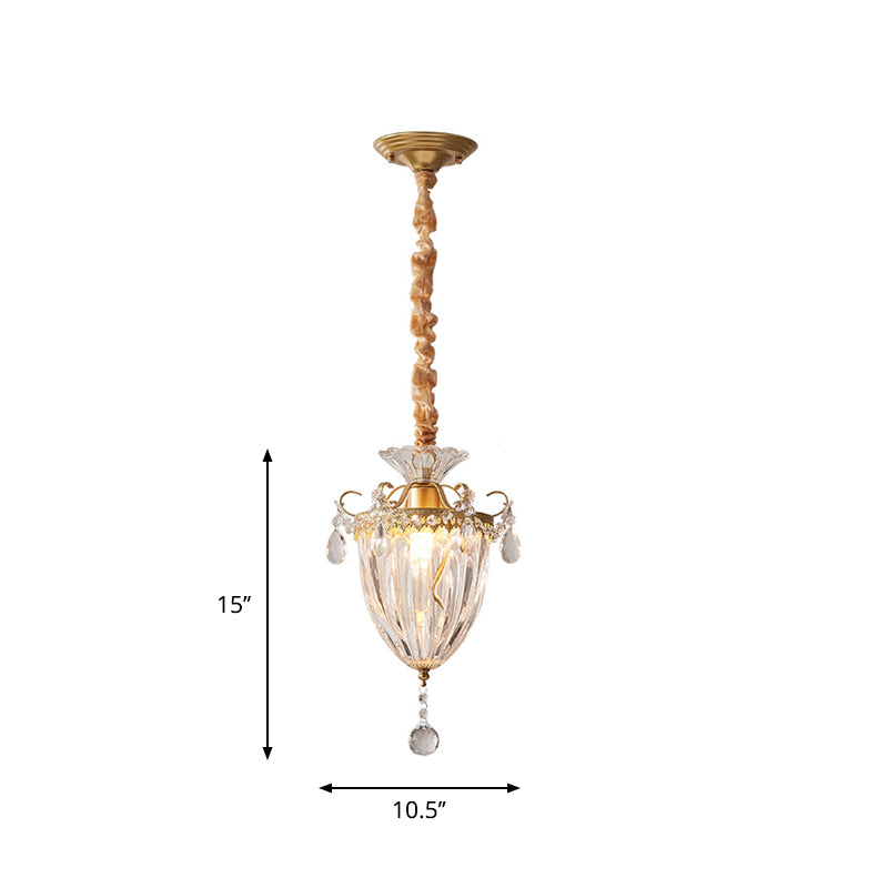 Contemporary Crystal Gold Pendant Light For Parlour With Downward Lighting