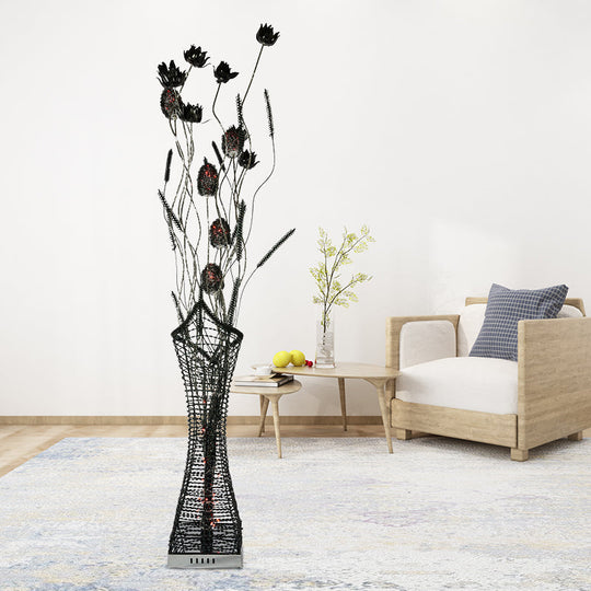 Art Decor Entwing Branch Led Floor Lamp With Geometric Base - Gold/Black/Red