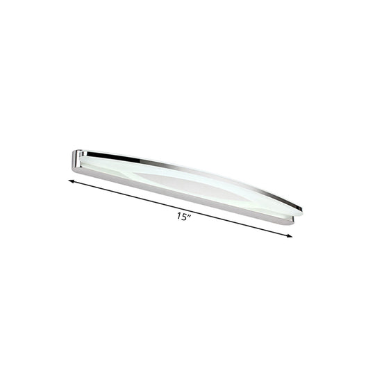 Sleek Modern Metal Vanity Lighting: Oval Shade Led Wall Light Sconce In Chrome 15/21 Dia Warm/White