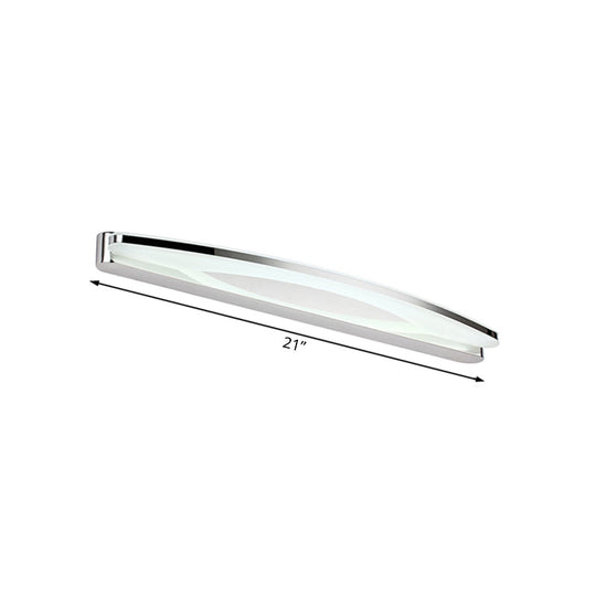 Sleek Modern Metal Vanity Lighting: Oval Shade Led Wall Light Sconce In Chrome 15/21 Dia Warm/White