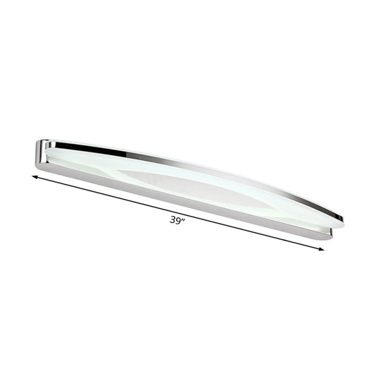 Sleek Modern Metal Vanity Lighting: Oval Shade Led Wall Light Sconce In Chrome 15/21 Dia Warm/White