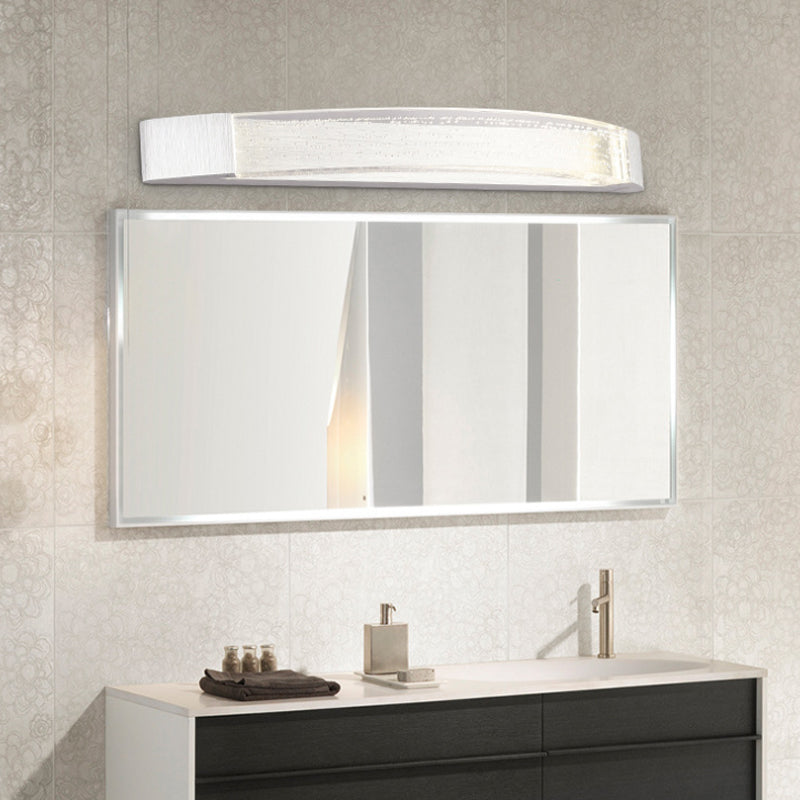 Silver Bow-Shaped Led Wall Mount Vanity Light With Bubble Crystal Accent Natural 12.5/16.5/20 Wide /