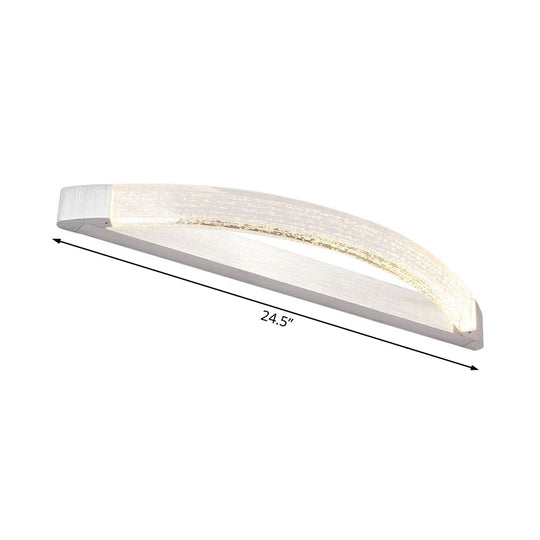 Silver Bow-Shaped Led Wall Mount Vanity Light With Bubble Crystal Accent Natural 12.5/16.5/20 Wide