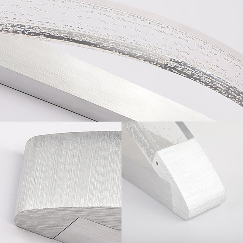 Silver Bow-Shaped Led Wall Mount Vanity Light With Bubble Crystal Accent Natural 12.5/16.5/20 Wide