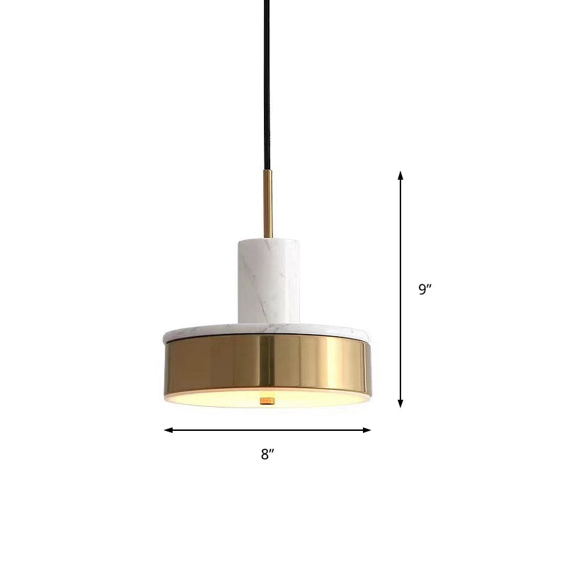 Contemporary Metal Drum Pendant Lamp - 1-Light Led Hanging Ceiling Light For Dining Room
