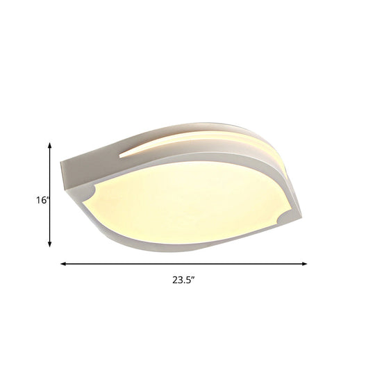 Leaf Shaped Ceiling Light - Contemporary Design Led Acrylic Flush Pendant White With Warm/White