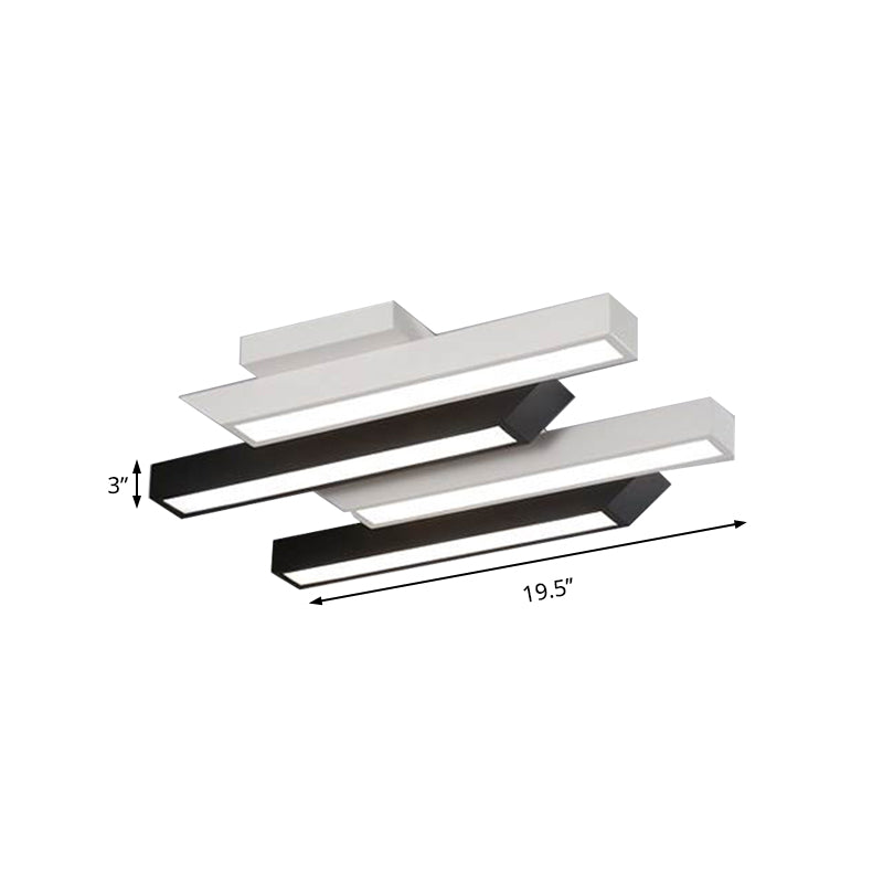 Contemporary 4 - Light Black Linear Semi Flush Light - Acrylic & Metal Ceiling Fixture (Warm/White)