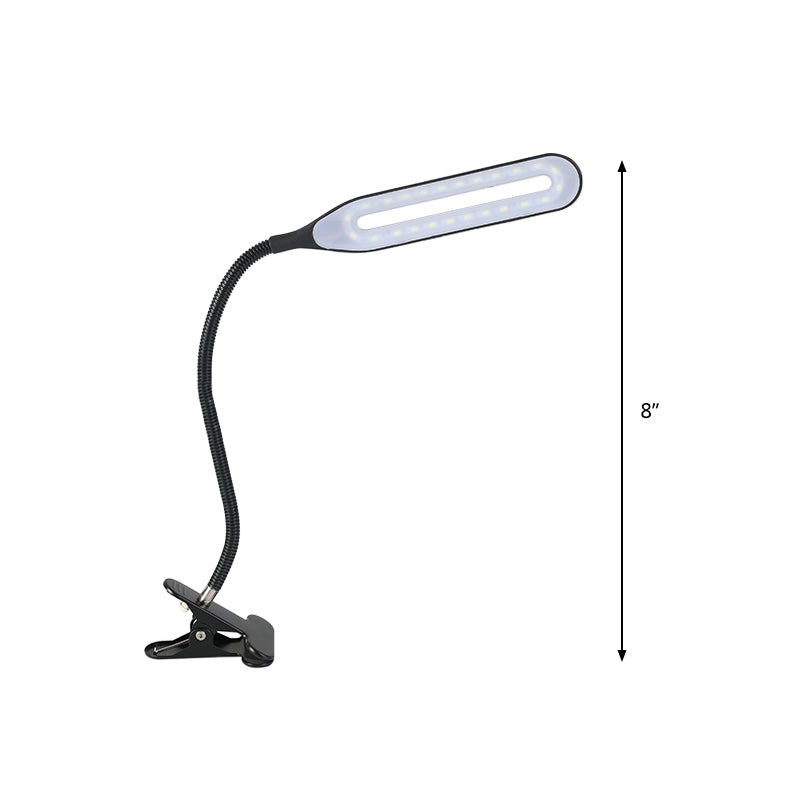 Oblong Shade Led Clip-On Desk Light With Eye-Caring Technology For Reading Black/White