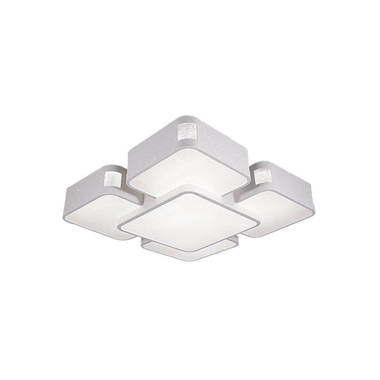 Contemporary Square Ceiling Mounted Led Pendant Light - 24/37 Wide Acrylic White Flush Mount