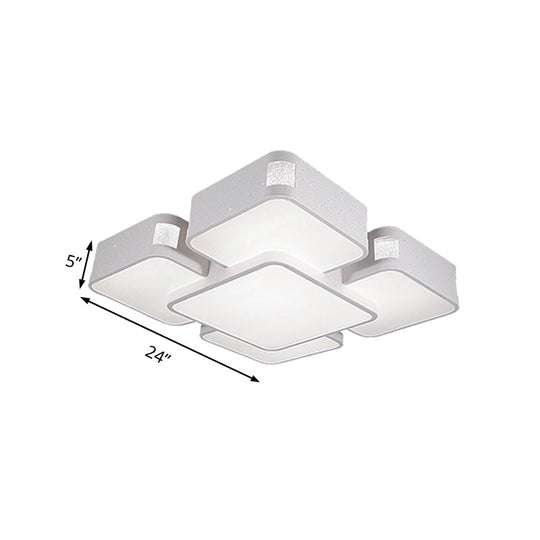 Contemporary Square Ceiling Mounted Led Pendant Light - 24/37 Wide Acrylic White Flush Mount