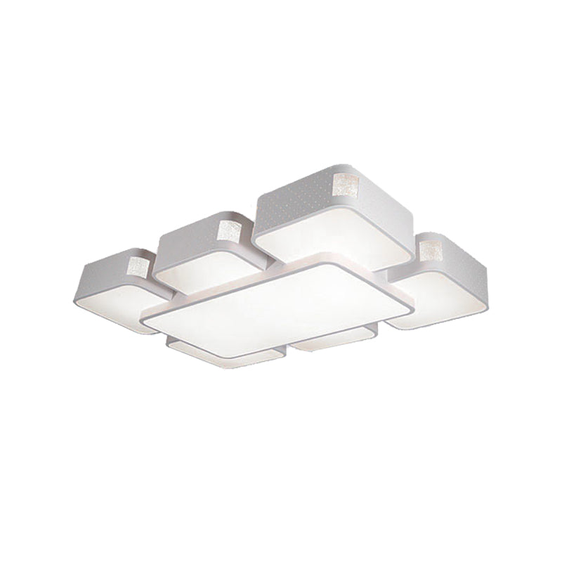 Contemporary Square Ceiling Mounted Led Pendant Light - 24/37 Wide Acrylic White Flush Mount
