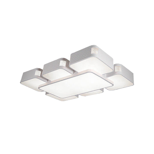 Contemporary Square Ceiling Mounted Led Pendant Light - 24/37 Wide Acrylic White Flush Mount