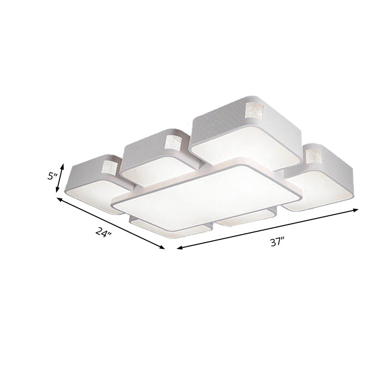 Contemporary Square Ceiling Mounted Led Pendant Light - 24/37 Wide Acrylic White Flush Mount
