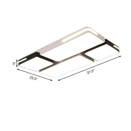 Contemporary Square/Rectangle Acrylic Flush Pendant Light - Led White Mount Lighting