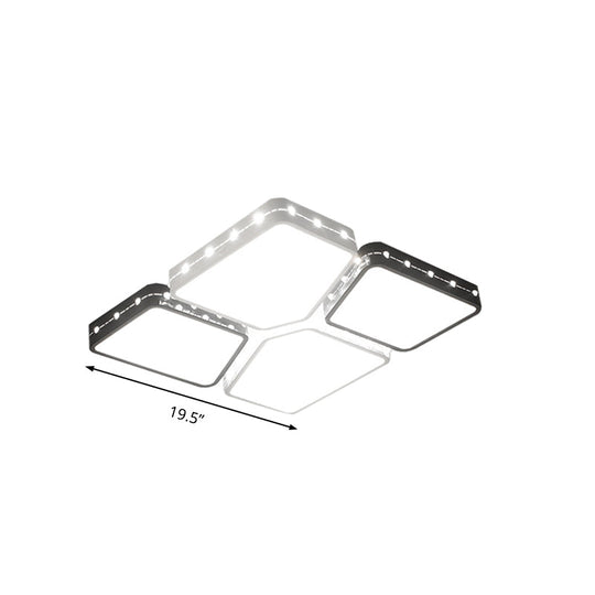 Modernist Style Acrylic Flush Mount Bedroom Lighting - 19.5’/23.5’ Square Led Ceiling Light In