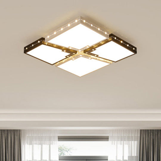 Led Bedroom Ceiling Light: Square Black Acrylic Shade Flush Mount Warm/White Light 19.5/23.5 Width /