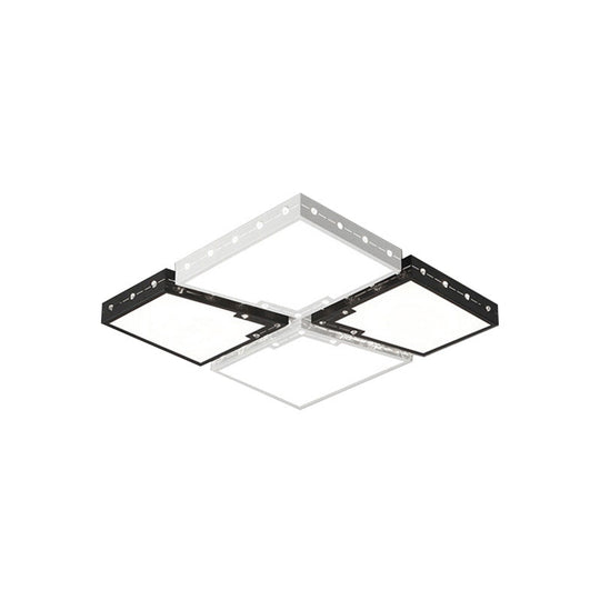 Led Bedroom Ceiling Light: Square Black Acrylic Shade Flush Mount Warm/White Light 19.5/23.5 Width