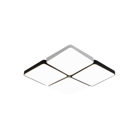 Sleek 4/6-Light Flush Mount With Acrylic Shade - White Rectangular/Squared Ceiling Lamp Warm/White
