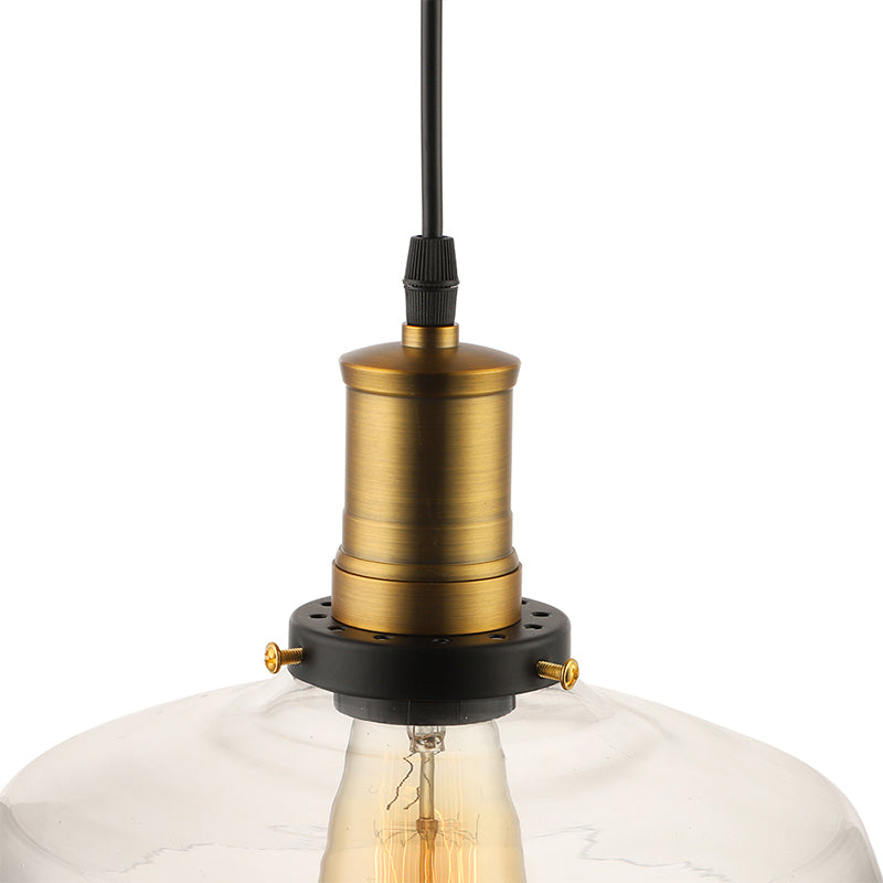 Antique Clear Glass 1-Light Pendant Ceiling Light - Bronze/Brass Finish Perfect For Dining Room
