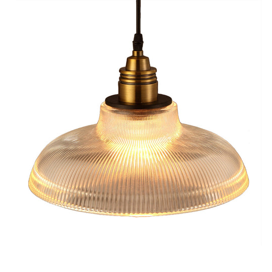 Barn Pendant Light - Industrial 1-Light Prismatic Glass Hanging Lamp In Clear (8’/10’/12’ Wide)