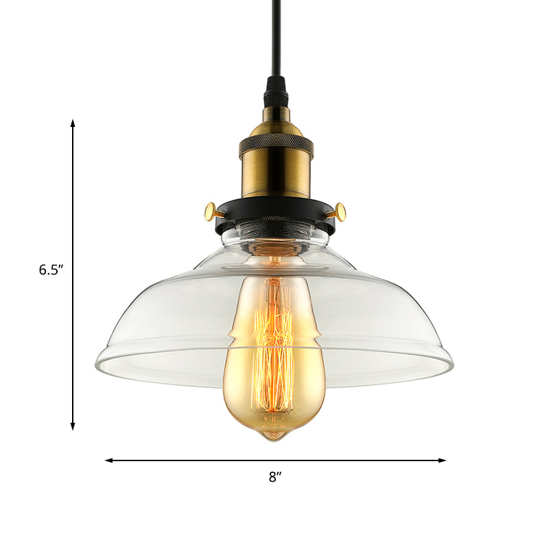 Barn Pendant Light - Industrial 1-Light Prismatic Glass Hanging Lamp In Clear (8’/10’/12’ Wide)