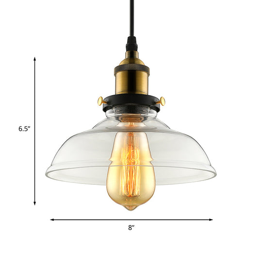 Barn Pendant Light - Industrial 1-Light Prismatic Glass Hanging Lamp In Clear (8’/10’/12’ Wide)