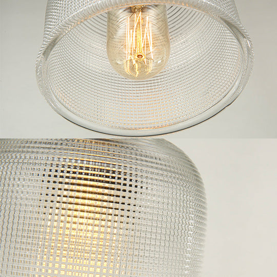 Industrial Brass Prismatic Glass Dome Pendant Light In Red/Bronze/Blue