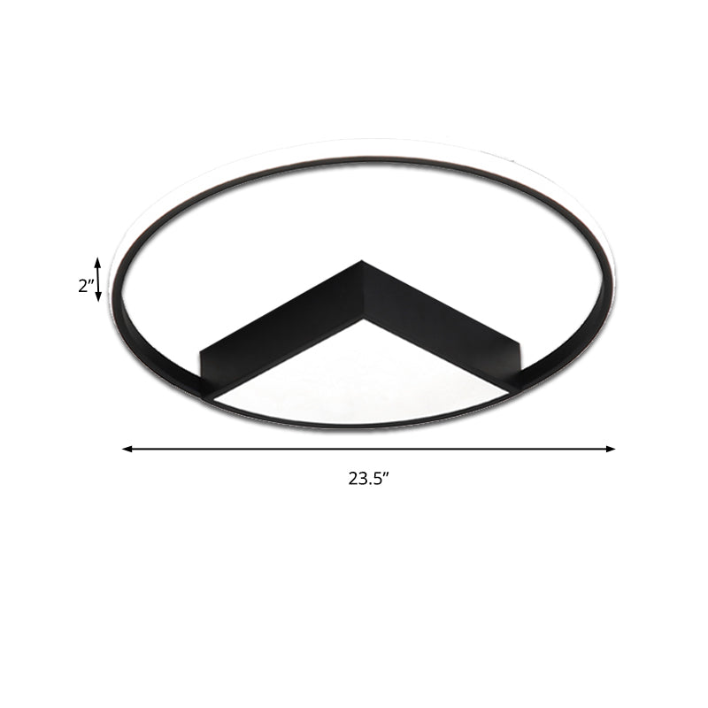 16’/19.5’/23.5’ Wide Acrylic Flushmount Led Ceiling Light In Black/White With Warm/White Lighting