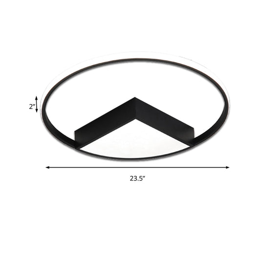 16’/19.5’/23.5’ Wide Acrylic Flushmount Led Ceiling Light In Black/White With Warm/White Lighting