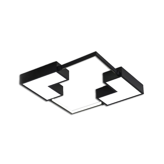 Simple Acrylic Led Flush Mount Ceiling Light In Black/White - Warm/White 16’/19.5’/23.5’ Wide