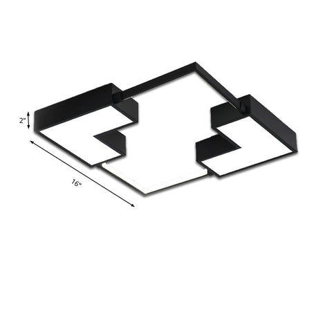 Simple Acrylic Led Flush Mount Ceiling Light In Black/White - Warm/White 16’/19.5’/23.5’ Wide