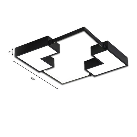 Simple Acrylic Led Flush Mount Ceiling Light In Black/White - Warm/White 16’/19.5’/23.5’ Wide