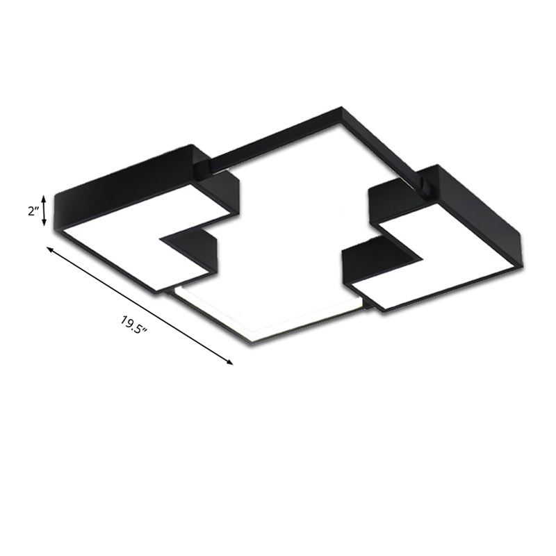 Simple Acrylic Led Flush Mount Ceiling Light In Black/White - Warm/White 16’/19.5’/23.5’ Wide