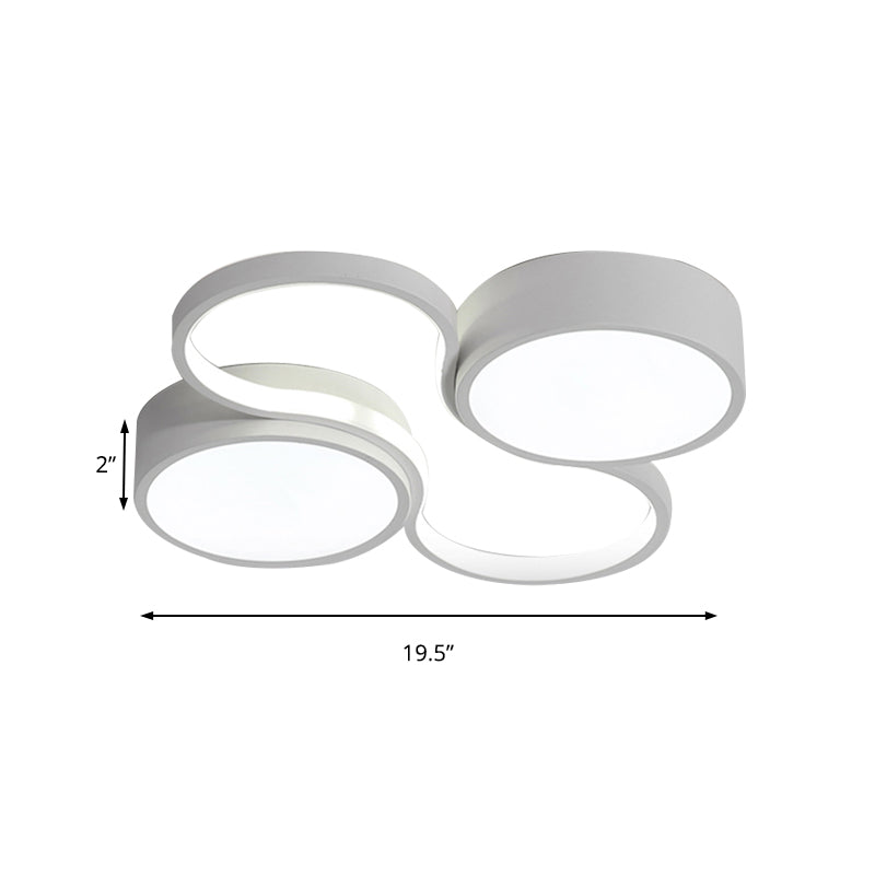 Contemporary Led Flush Mount Lamp - Black/White Circular Design 19.5’/23.5’ Wide Acrylic Shade