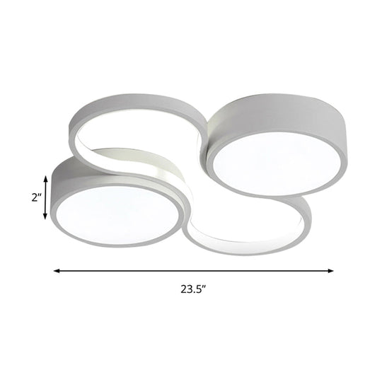 Contemporary Led Flush Mount Lamp - Black/White Circular Design 19.5’/23.5’ Wide Acrylic Shade