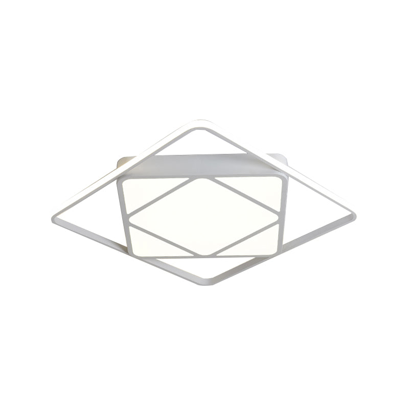 Modern Metal Rhombus Flush Mount Ceiling Light For Bedroom - Led White/Black Warm/White