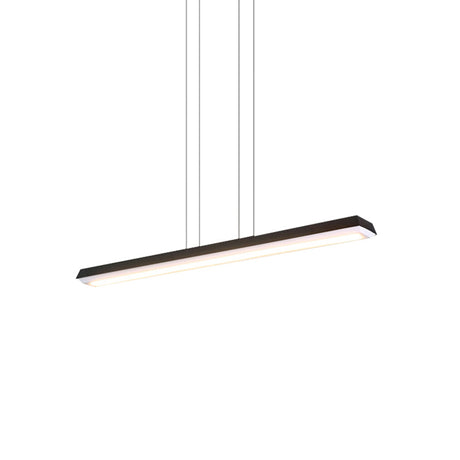 Sleek Modern Black Led Office Pendant Lighting Kit With Slim Rectangular Linear Metal Shade