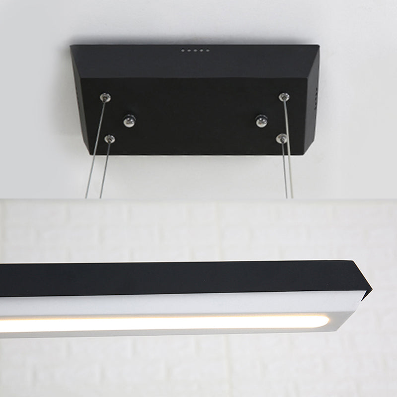 Sleek Modern Black Led Office Pendant Lighting Kit With Slim Rectangular Linear Metal Shade