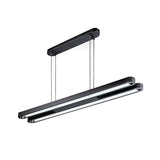 Contemporary Elongated Oval Metal Pendant Light - Led Black Hanging Ceiling In White/Warm/Natural
