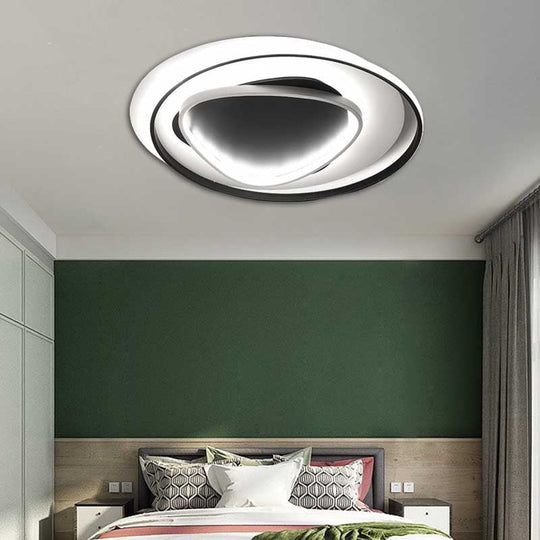18/23.5 Wide Acrylic Circle Flushmount Led Ceiling Light - Modern Black Design In Warm/White / 18