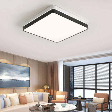 Modern Black And White Square Ceiling Light With Led Flush Lighting For The Bedroom / 21