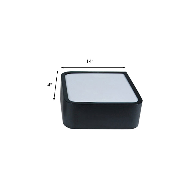 10’/14’ Wide Metal Square Flush Mount Led Ceiling Light In White/Black With Modern Design And